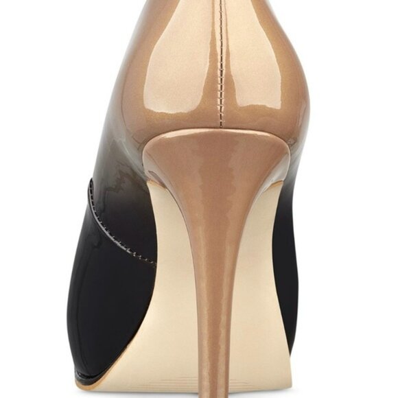 Sexy Tan/Black Guess Patent Platform Heels - Picture 6 of 9